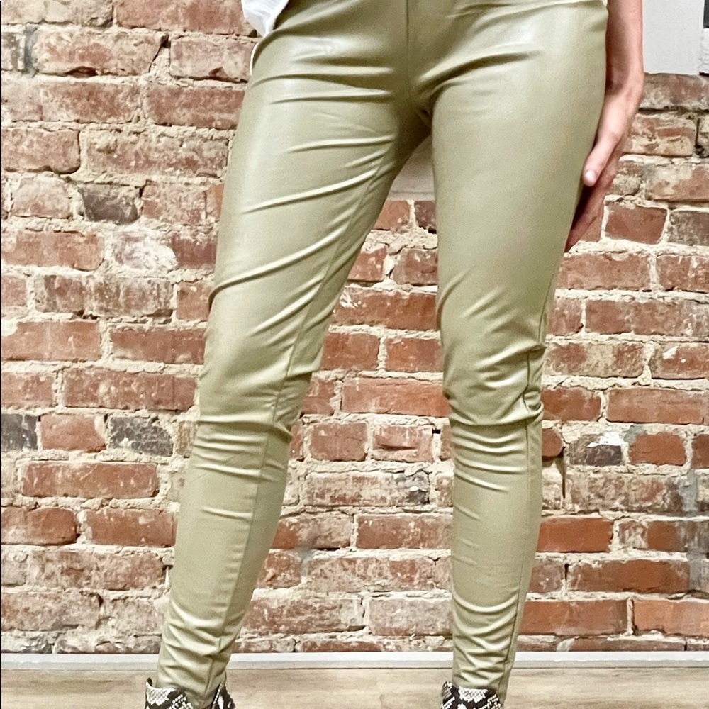 Taupe Faux Leather Leggings